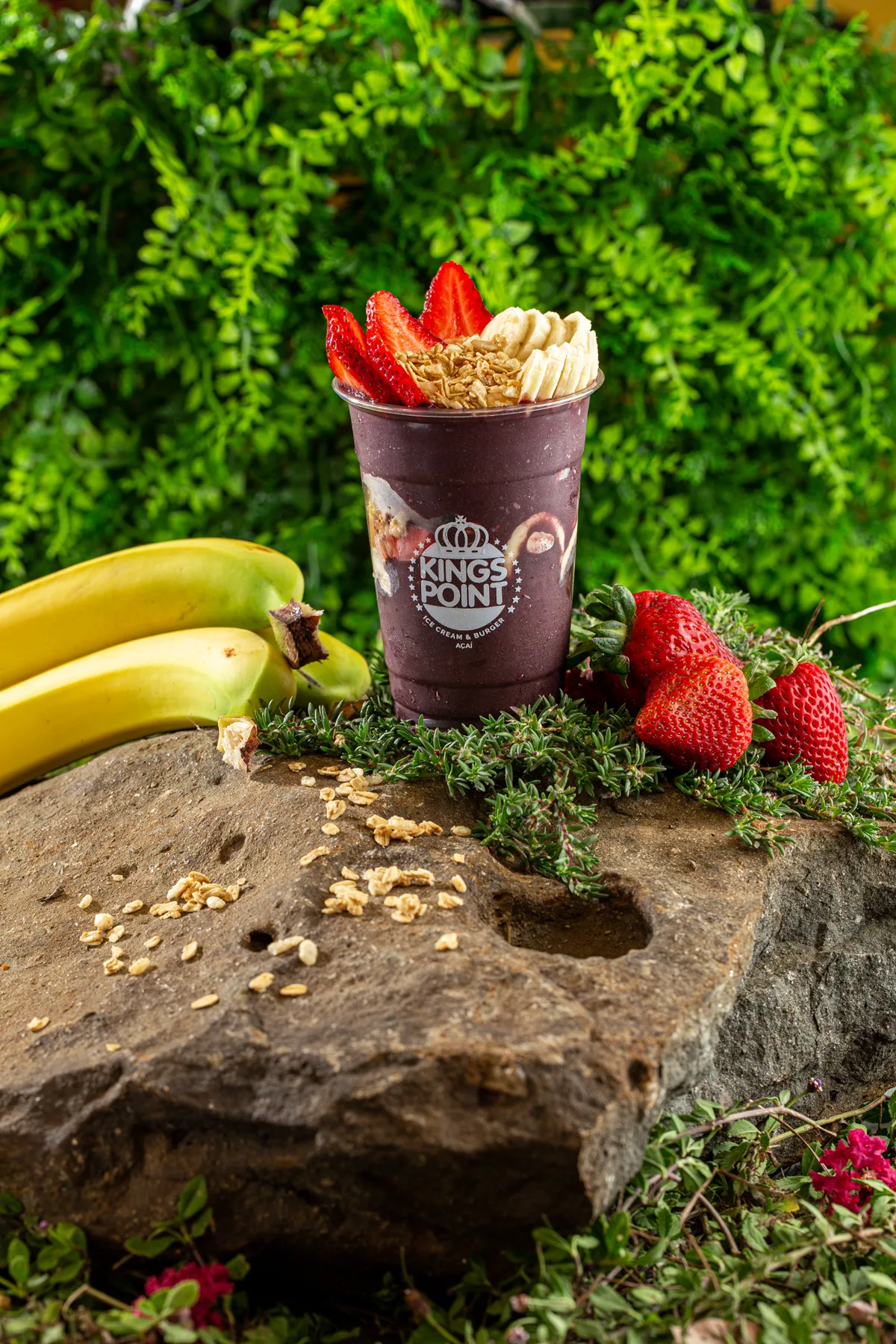 King’s Point açaí cup with banana, strawberry, and granola